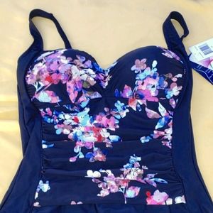 Maxine of Hollywood black floral swimsuit